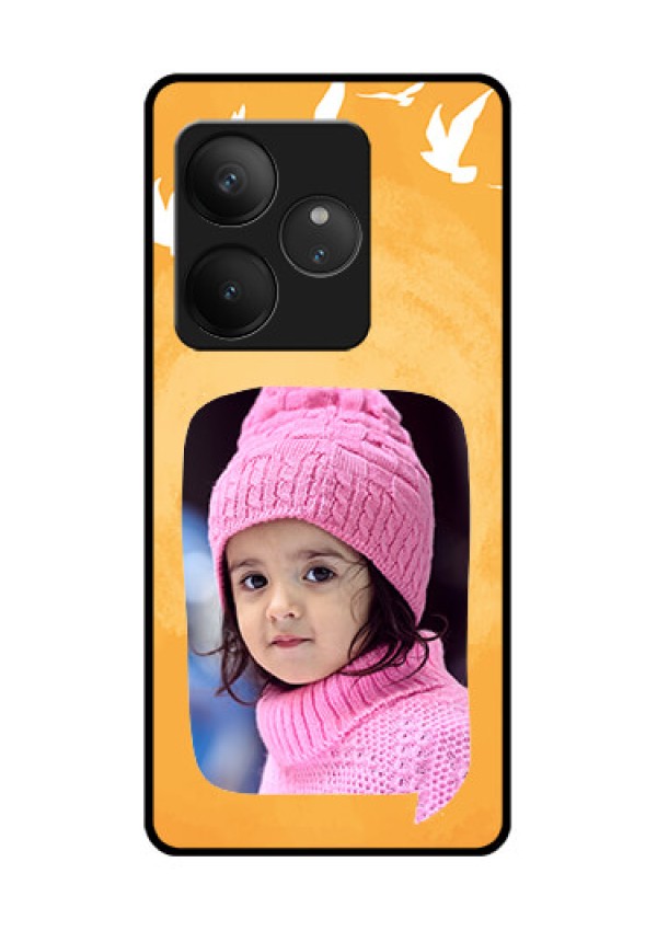 Realme GT 6T 5G Custom Glass Phone CaseWater Color Design With Bird Icons
