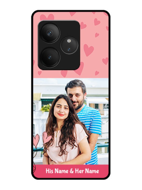 Custom Realme GT 6T 5G Custom Glass Phone CaseLove Design Peach Color