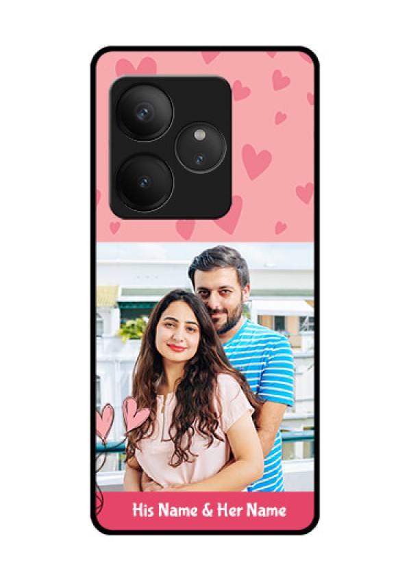 Realme GT 6T 5G Custom Glass Phone CaseLove Design Peach Color