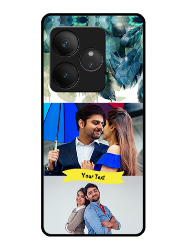Custom Realme GT 6T 5G Custom Glass Phone CaseImage With Boho Peacock Feather Design