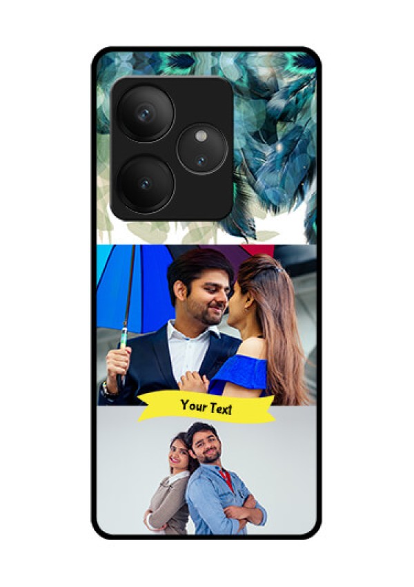 Realme GT 6T 5G Custom Glass Phone CaseImage With Boho Peacock Feather Design