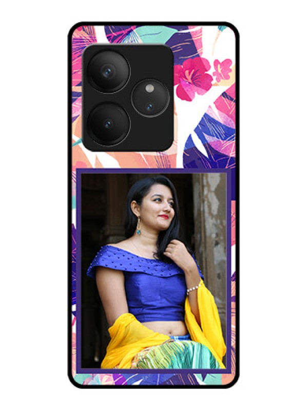Custom Realme GT 6T 5G Custom Glass Phone CaseAbstract Floral Design