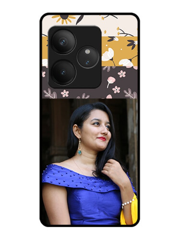 Custom Realme GT 6T 5G Custom Glass Phone CaseStylish Floral Design