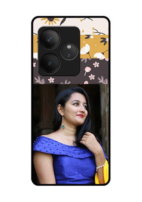 Realme GT 6T 5G Custom Glass Phone CaseStylish Floral Design