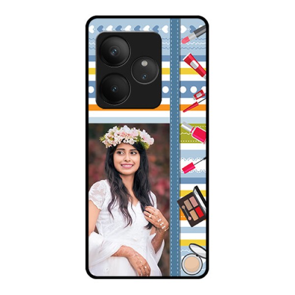 Realme GT 6T 5G Custom Glass Phone CaseMakeup Icons Design