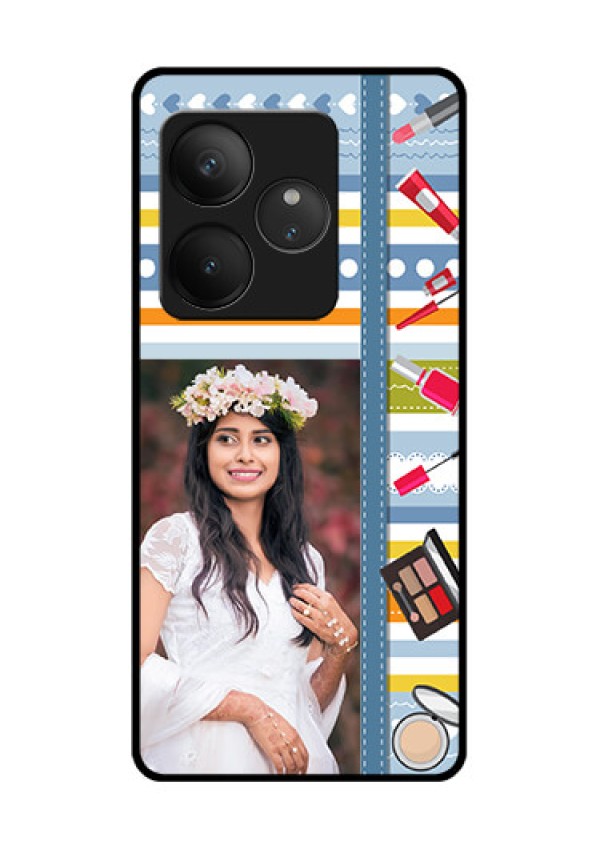 Realme GT 6T 5G Custom Glass Phone CaseMakeup Icons Design