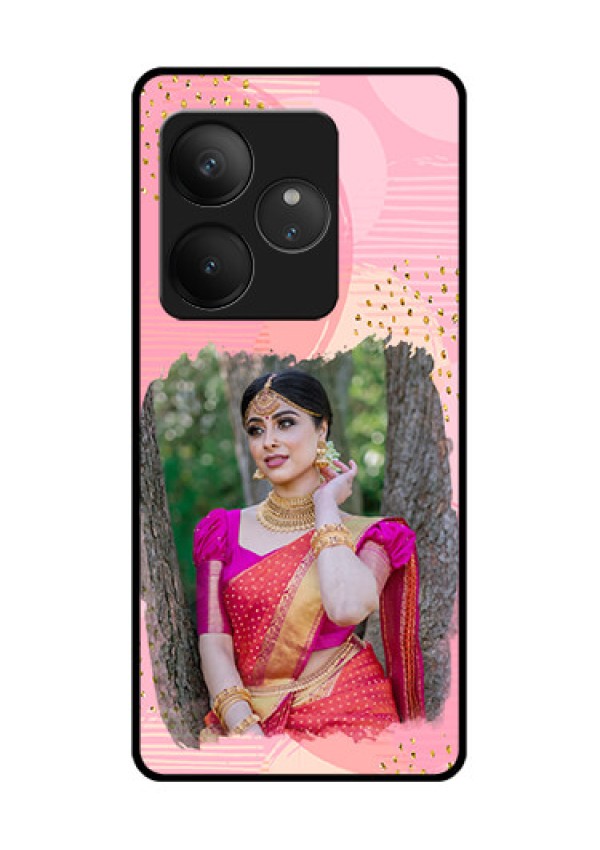 Realme GT 6T 5G Custom Glass Phone CaseGold Glitter Splash Design