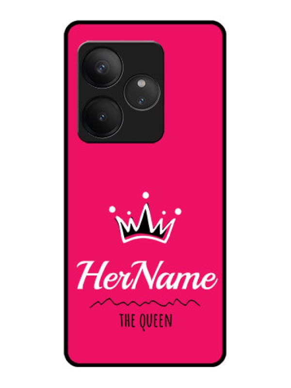 Custom Realme GT 6T 5G Custom Glass Phone CaseQueen With Name Design