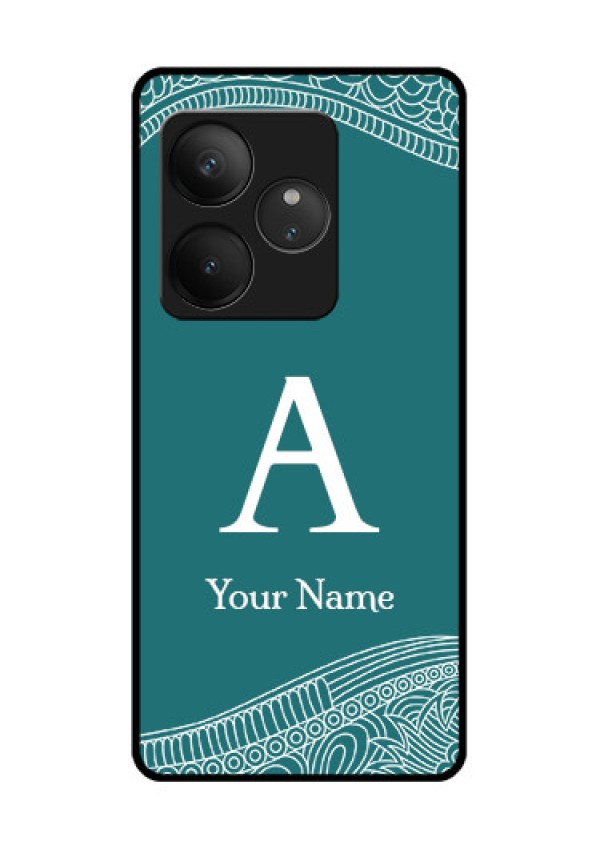 Realme GT 6T 5G Custom Glass Phone CaseLine Art Pattern With Custom Name Design