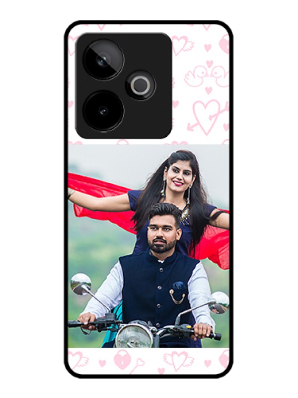 Custom Realme GT 7 5G Custom Glass Phone Case - Pink Flying Heart Design