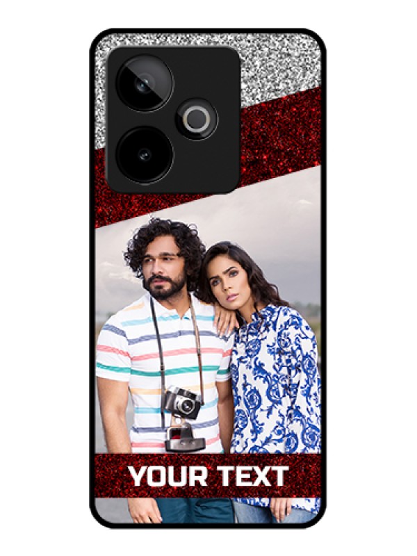 Custom Realme GT 7 5G Custom Glass Phone Case - Image Holder With Glitter Strip Design