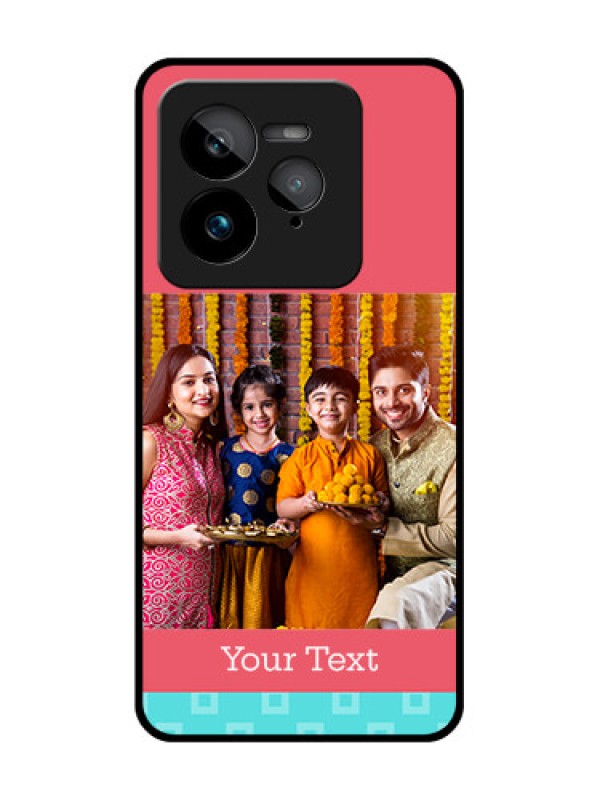 Custom Realme GT 7 Pro Custom Glass Phone Case - Peach and Blue Color Design