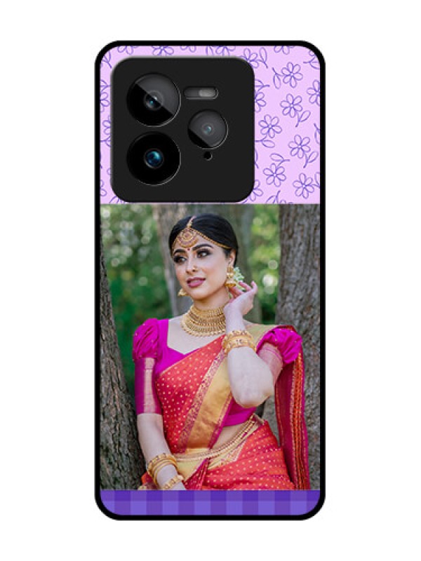 Custom Realme GT 7 Pro Custom Glass Phone Case - Purple Floral Design