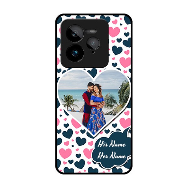 Realme GT 7 Pro Custom Glass Phone Case - Pink and Blue Heart Design Realme GT 7 Pro Custom Glass Phone Case - Pink and Blue Heart Design