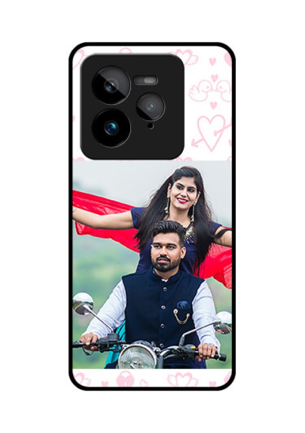 Realme GT 7 Pro Custom Glass Phone Case - Pink Flying Heart Design