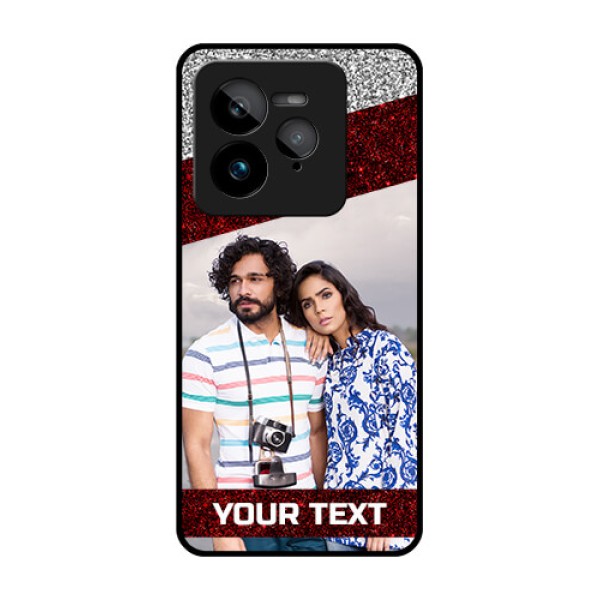 Realme GT 7 Pro Custom Glass Phone Case - Image Holder With Glitter Strip Design Realme GT 7 Pro Custom Glass Phone Case - Image Holder With Glitter Strip Design