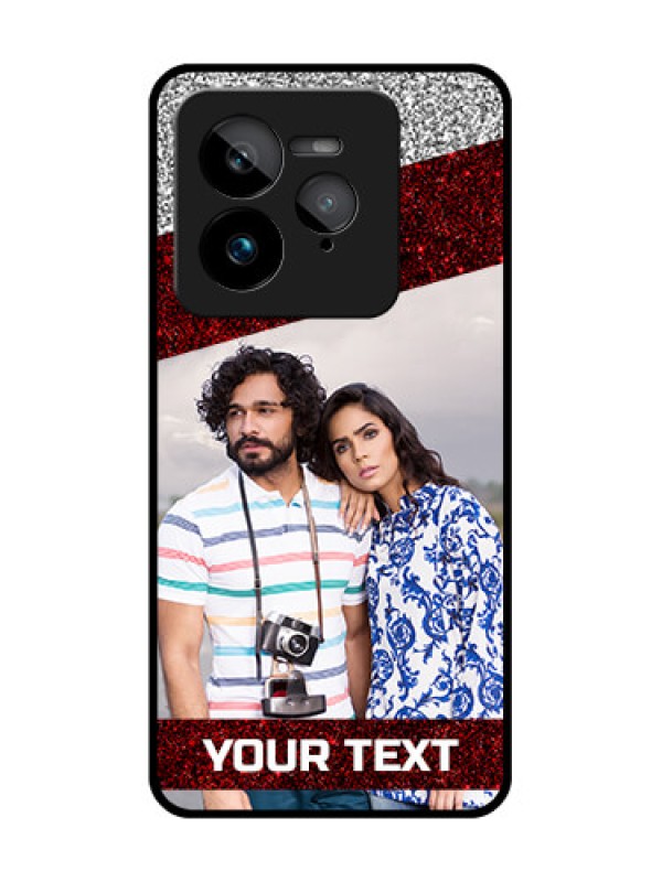 Custom Realme GT 7 Pro Custom Glass Phone Case - Image Holder With Glitter Strip Design