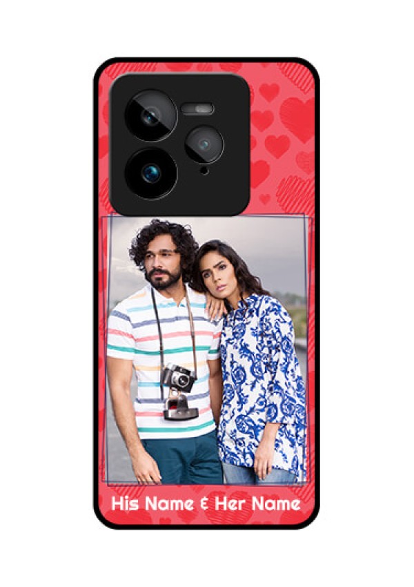 Realme GT 7 Pro Custom Glass Phone Case - With Red Heart Symbols Design