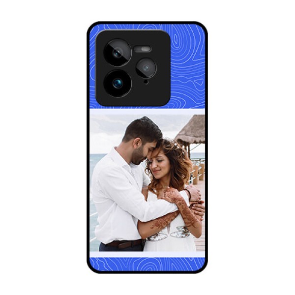 Realme GT 7 Pro Custom Glass Phone Case - Curved Line Art With Blue And White Design Realme GT 7 Pro Custom Glass Phone Case - Curved Line Art With Blue And White Design