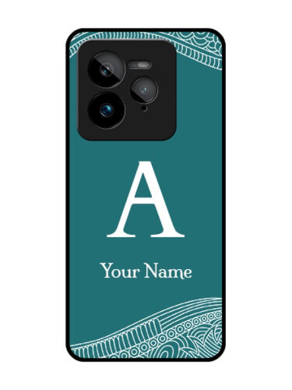 Custom Realme GT 7 Pro Custom Glass Phone Case - Line Art Pattern With Custom Name Design