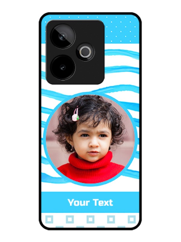 Custom Realme GT 7T 5G Custom Glass Phone Case - Simple Blue Case Design