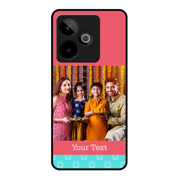 Realme GT 7T 5G Custom Glass Phone Case - Peach & Blue Color Design Realme GT 7T 5G Custom Glass Phone Case - Peach & Blue Color Design