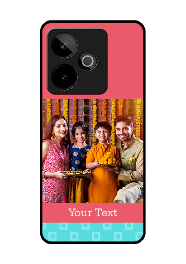Realme GT 7T 5G Custom Glass Phone Case - Peach & Blue Color Design