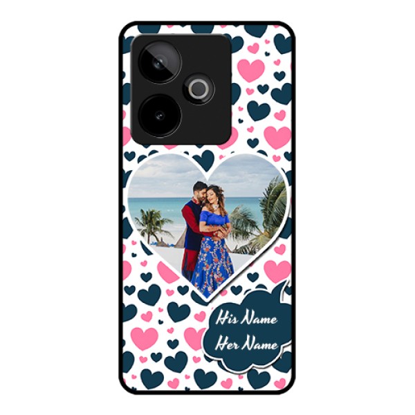 Realme GT 7T 5G Custom Glass Phone Case - Pink & Blue Heart Design Realme GT 7T 5G Custom Glass Phone Case - Pink & Blue Heart Design