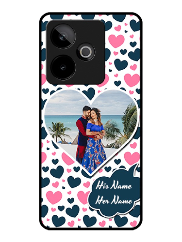 Custom Realme GT 7T 5G Custom Glass Phone Case - Pink & Blue Heart Design