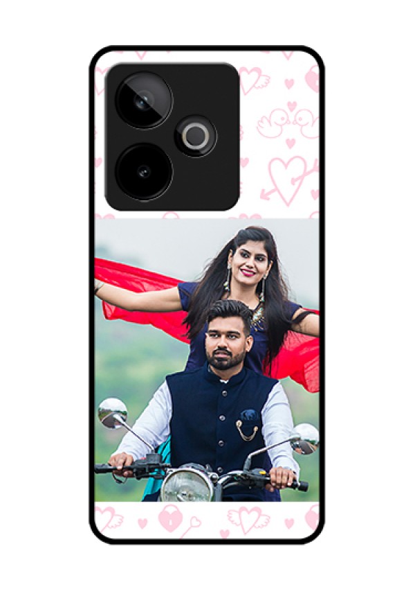 Realme GT 7T 5G Custom Glass Phone Case - Pink Flying Heart Design