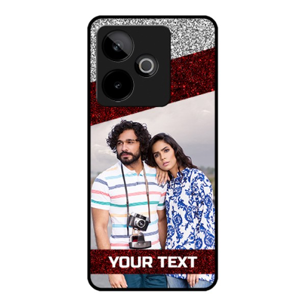 Realme GT 7T 5G Custom Glass Phone Case - Image Holder With Glitter Strip Design Realme GT 7T 5G Custom Glass Phone Case - Image Holder With Glitter Strip Design