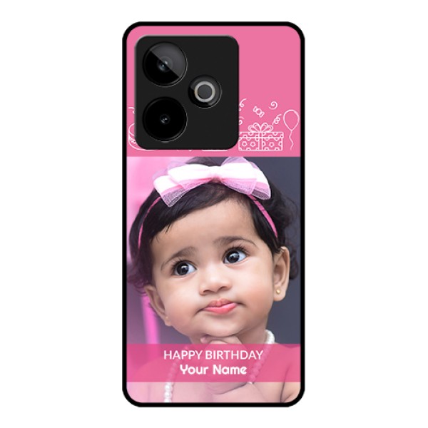 Realme GT 7T 5G Custom Glass Phone Case - With Birthday Line Art Design Realme GT 7T 5G Custom Glass Phone Case - With Birthday Line Art Design