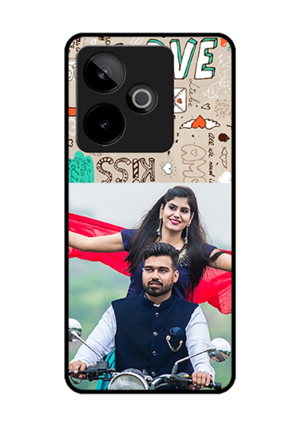Realme GT 7T 5G Custom Glass Phone Case - Love Doodle Pattern