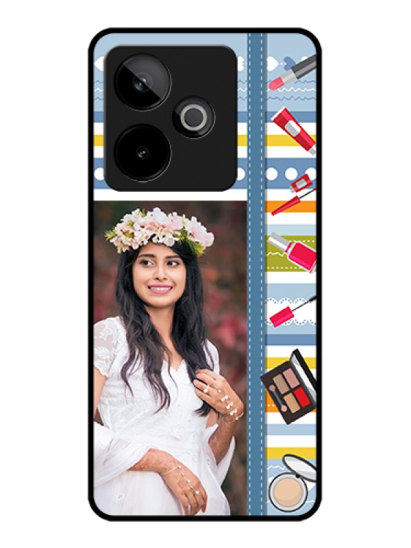 Custom Realme GT 7T 5G Custom Glass Phone Case - Makeup Icons Design