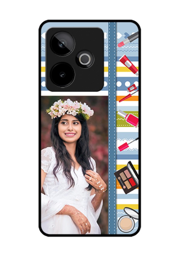 Realme GT 7T 5G Custom Glass Phone Case - Makeup Icons Design
