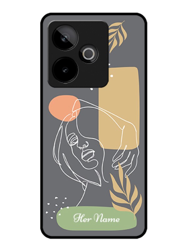 Custom Realme GT 7T 5G Custom Glass Phone Case - Gazing Woman Line Art Design