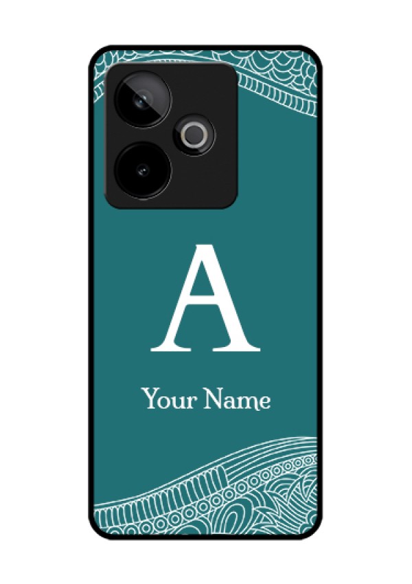 Realme GT 7T 5G Custom Glass Phone Case - Line Art Pattern With Custom Name Design