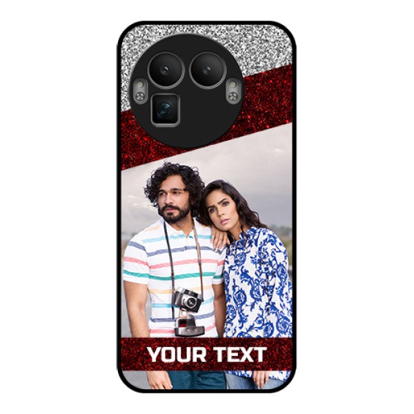 Realme GT 8 Pro Custom Glass Phone Case - Image Holder With Glitter Strip Design Realme GT 8 Pro Custom Glass Phone Case - Image Holder With Glitter Strip Design