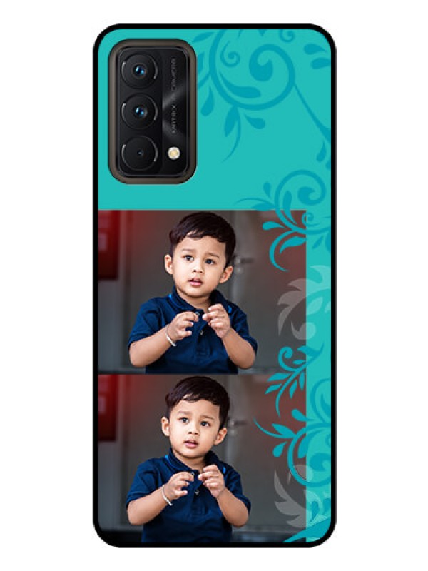 Custom Realme GT Master Personalized Glass Phone Case - with Photo and Green Floral Design
