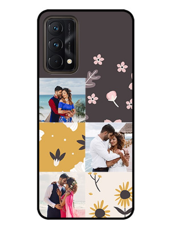 Custom Realme GT Master Photo Printing on Glass Case - 3 Images with Floral Design