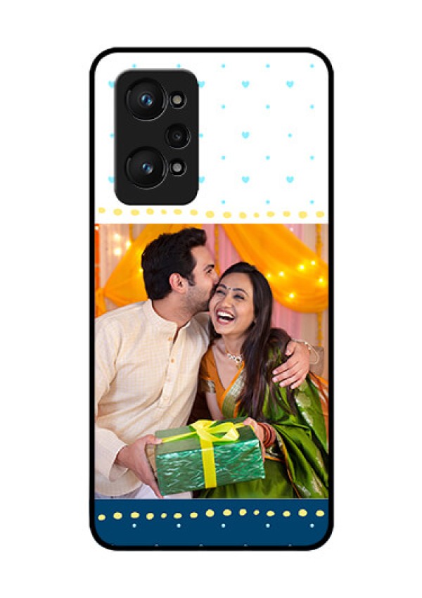 realme GT Neo 2 5G Personalized Glass Phone Case - White and Blue Abstract Design