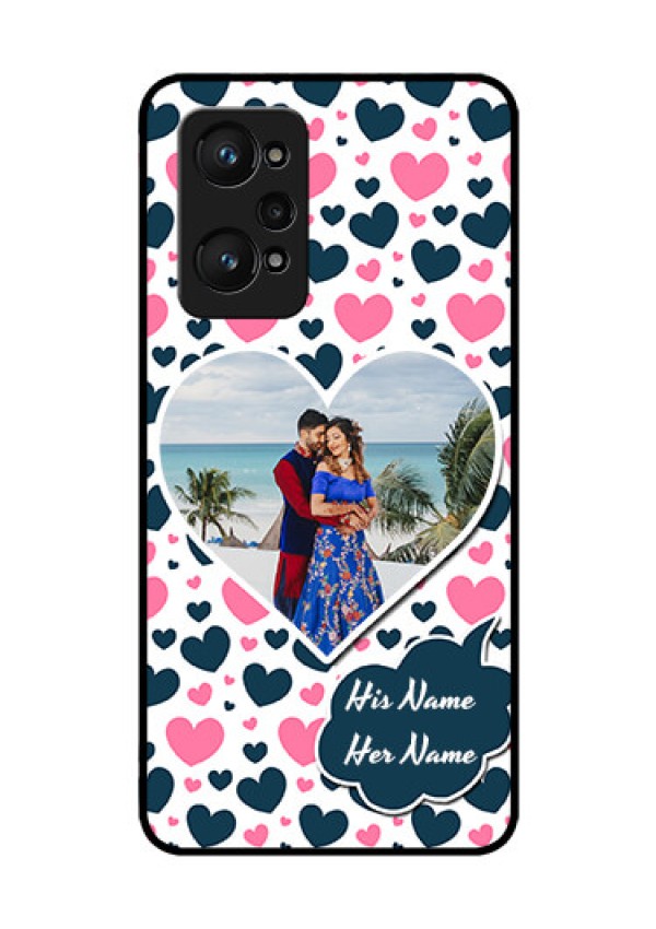 realme GT Neo 2 5G Custom Glass Phone Case - Pink & Blue Heart Design