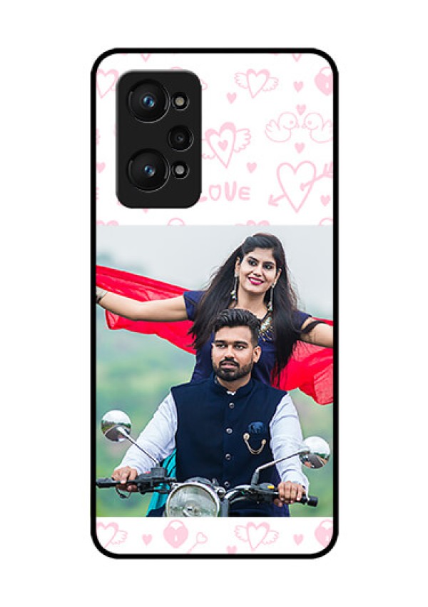 realme GT Neo 2 5G Custom Glass Mobile Case - Pink Flying Heart Design
