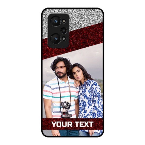realme GT Neo 2 5G Personalized Glass Phone Case - Image Holder with Glitter Strip Design realme GT Neo 2 5G Personalized Glass Phone Case - Image Holder with Glitter Strip Design
