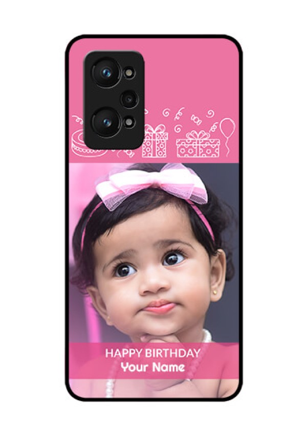 realme GT Neo 2 5G Photo Printing on Glass Case - with Birthday Line Art Design