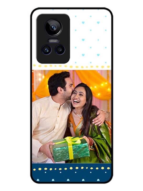 Custom Realme GT Neo 3 150W Personalized Glass Phone Case - White and Blue Abstract Design