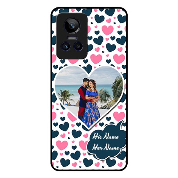 Realme GT Neo 3 150W Custom Glass Phone Case - Pink & Blue Heart Design Realme GT Neo 3 150W Custom Glass Phone Case - Pink & Blue Heart Design