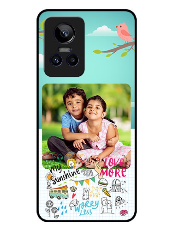 Custom Realme GT Neo 3 150W Photo Printing on Glass Case - Doodle love Design