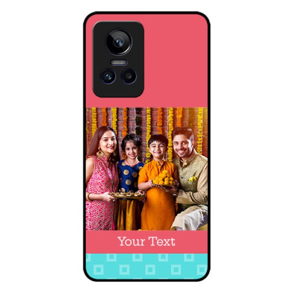 Realme GT Neo 3 5G Personalized Glass Phone Case - Peach & Blue Color Design Realme GT Neo 3 5G Personalized Glass Phone Case - Peach & Blue Color Design