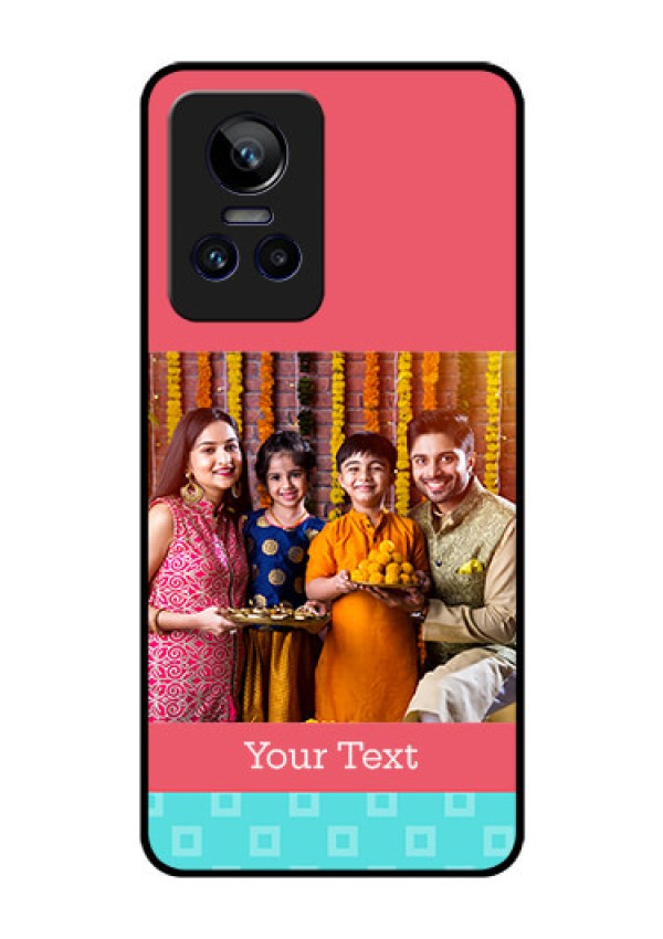 Realme GT Neo 3 5G Personalized Glass Phone Case - Peach & Blue Color Design